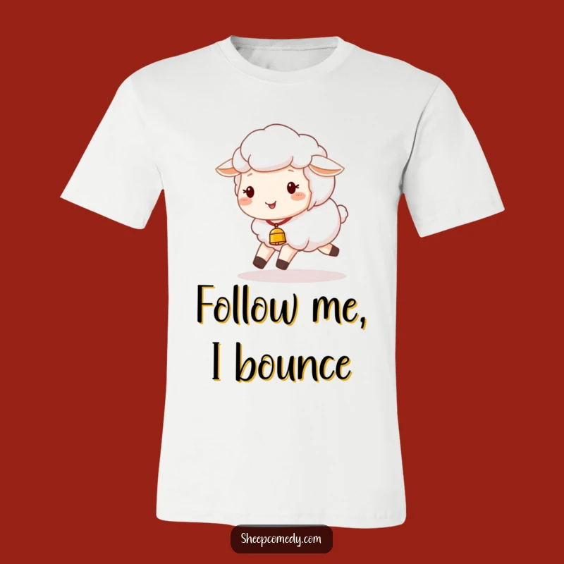 Funny Sheep T-Shirt: Joyful Skipping Sheep with Bell, Hilarious Gift for All