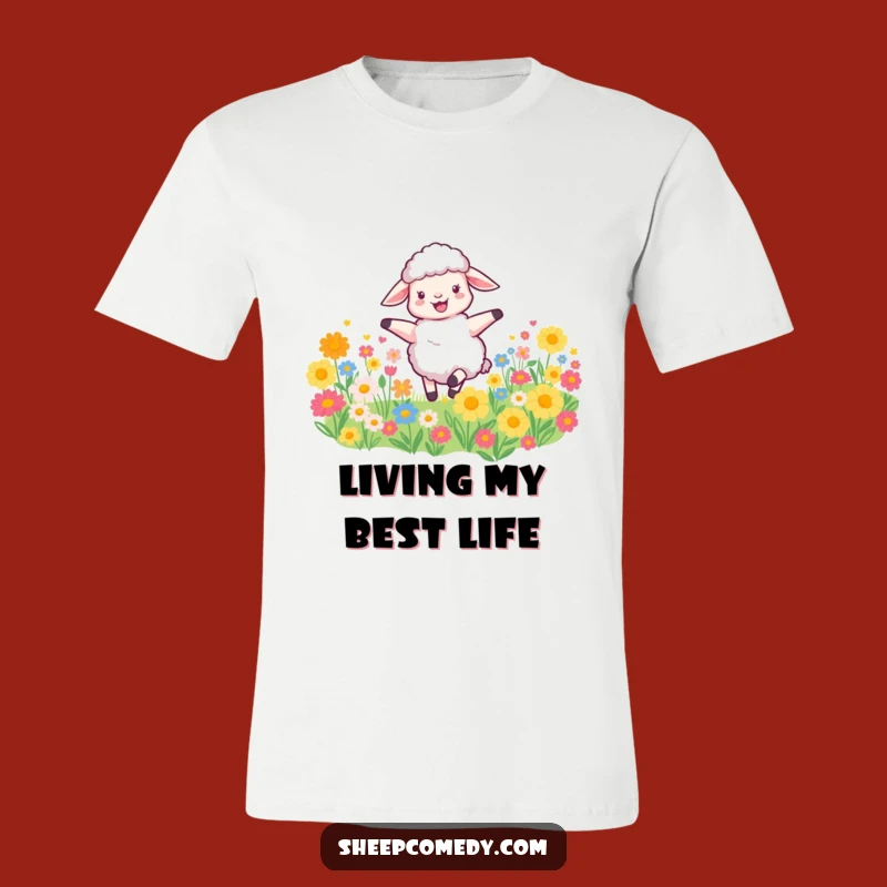 Funny Joyful Sheep T-Shirt - Flower Field Dancer Funny Gift