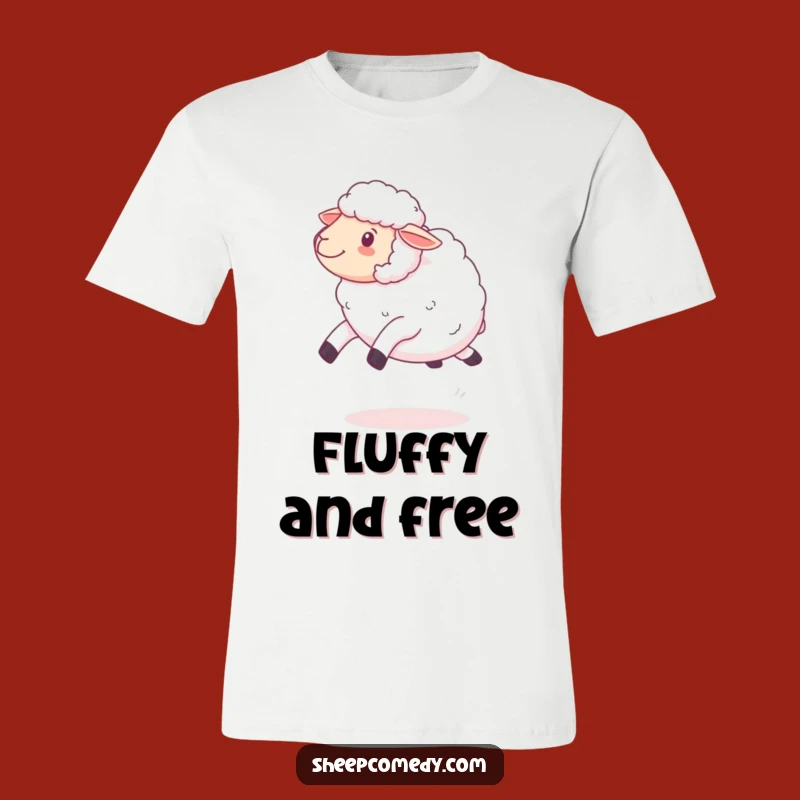 Funny Kawaii Sheep Leaping T-Shirt, Fluffy Wool Fun, Ideal Funny Gift for Her
