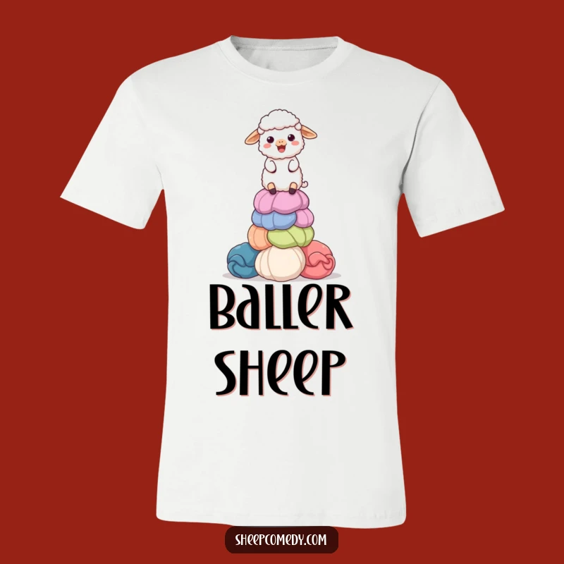 Funny Sheep Wool Tower Tee: Hilarious Shirt for Crafty and Fun Individuals