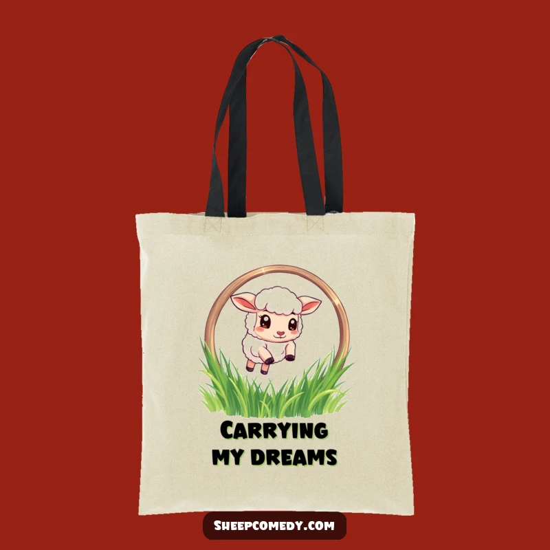 Funny Sheep Leaping Hoop Tote Bag - Durable & Humorous Farm Gift