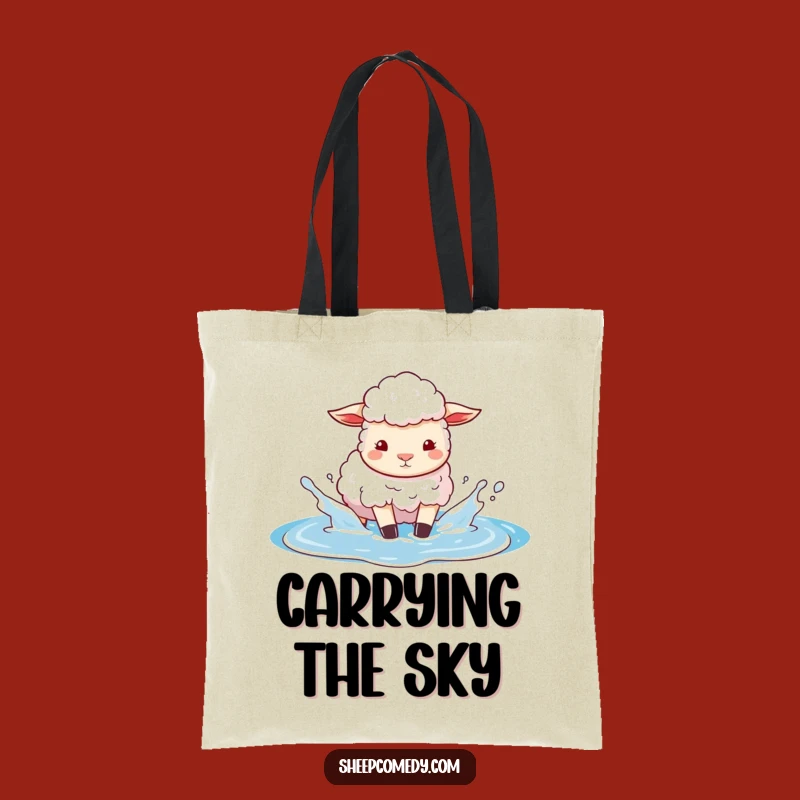 Funny Sheep Sky Puddle Tote Bag: Playful Bag, Great Funny Gift