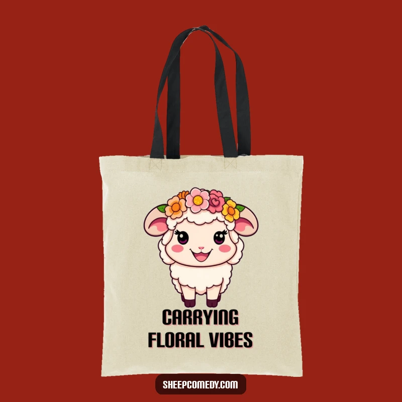 Funny Flower Crown Sheep Tote Bag: Carry Your Bloom Everywhere