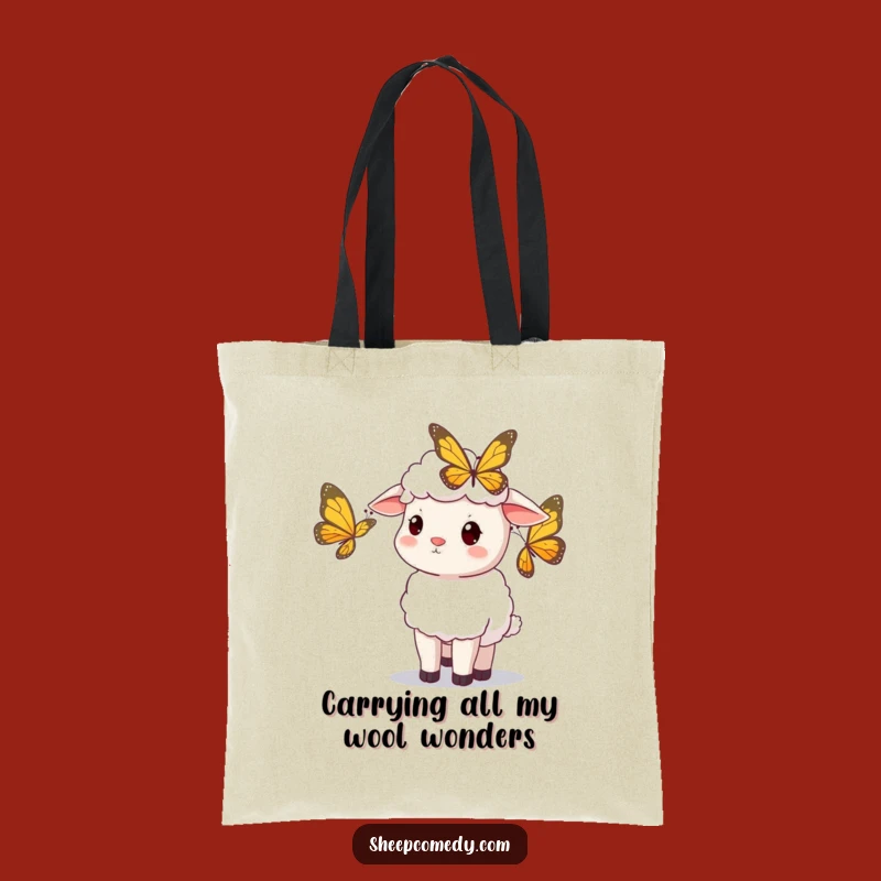 Funny Sheep Butterfly Tote Bag: Carry Curiosity & Smiles Everywhere!