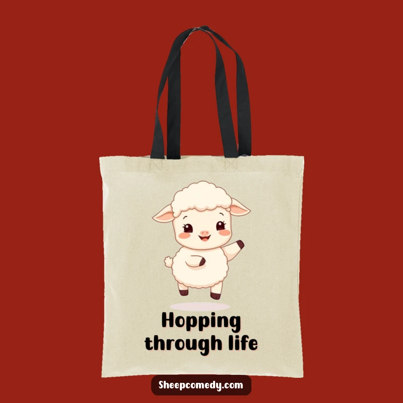 Funny Sheep Cub Hop Tote Bag, Bouncy Style, Eco-Friendly Funny Gift